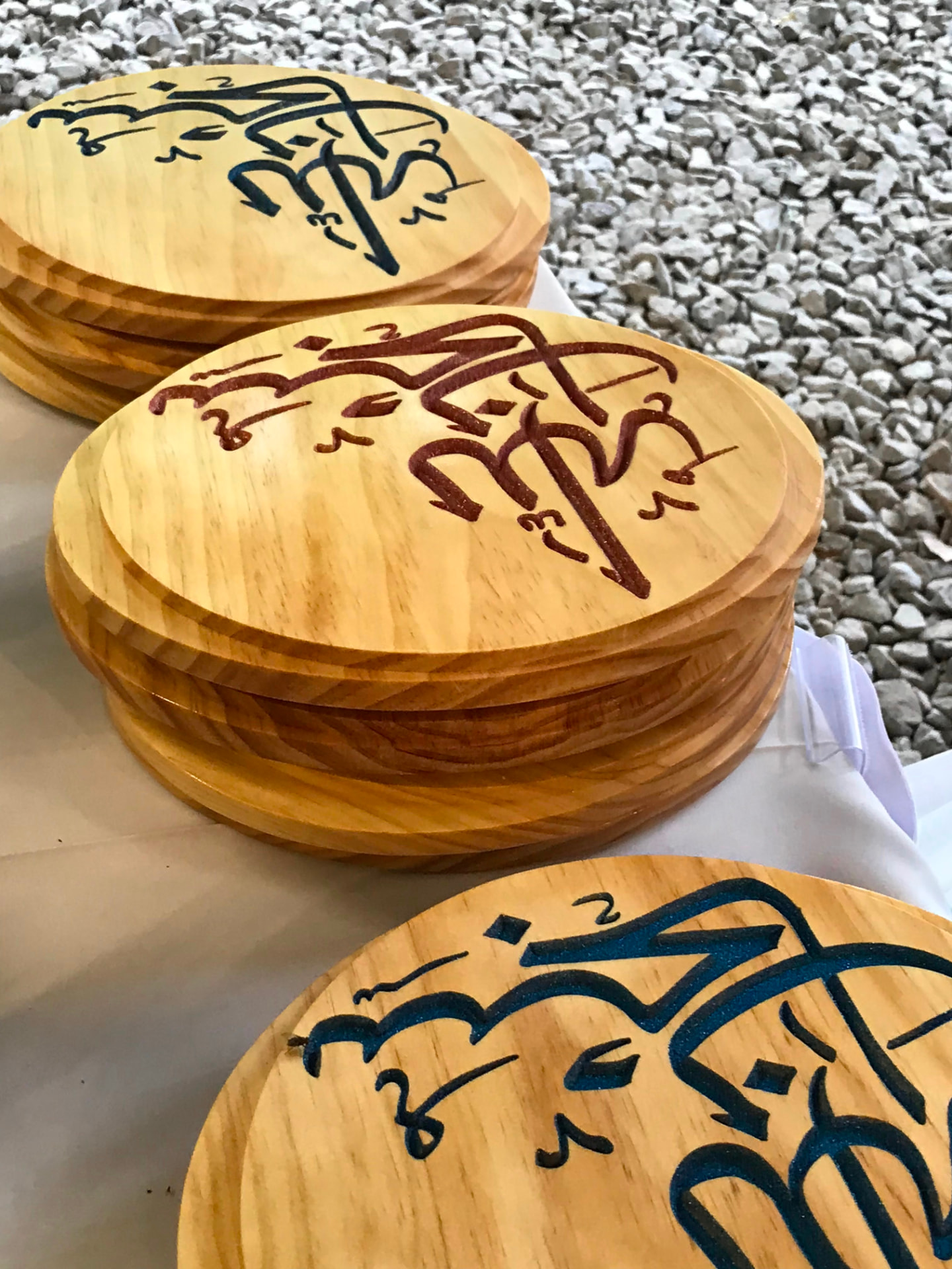 Hand-carved wooden award plaques